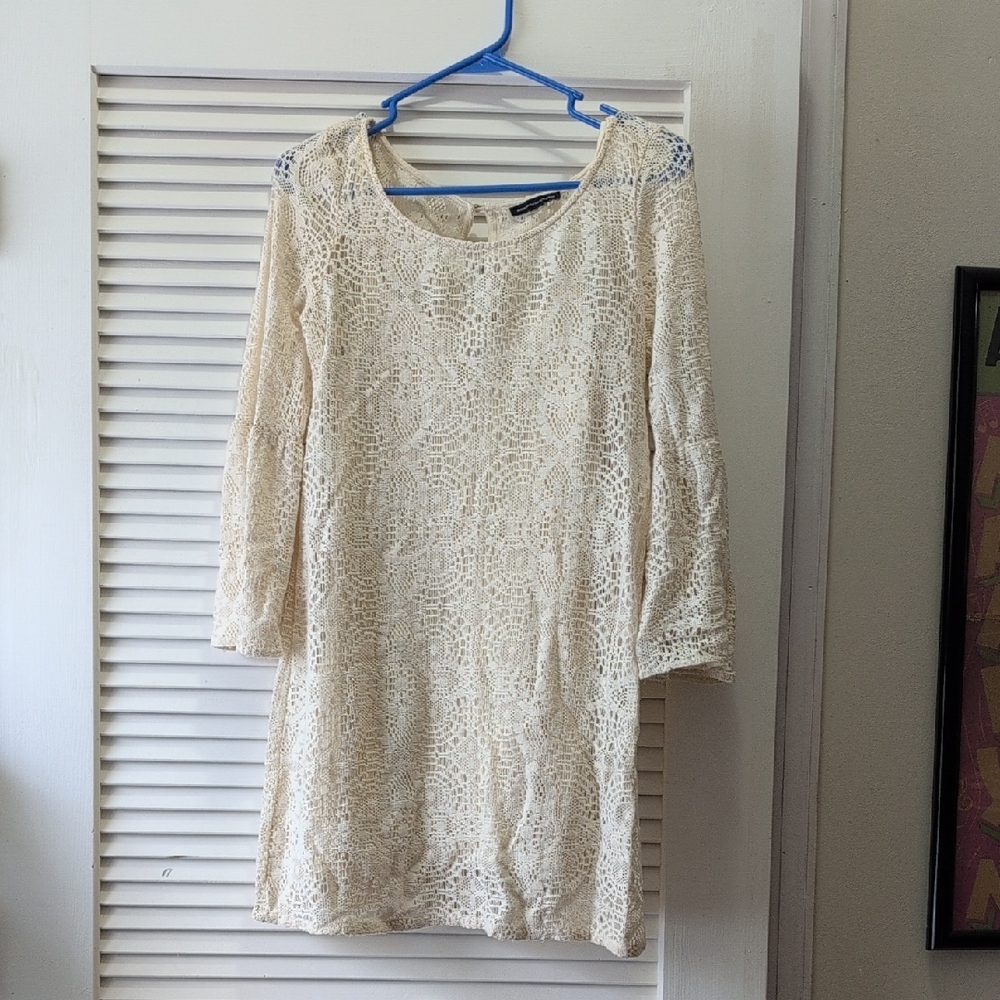 American Eagle Outfitters Cream Crochet Lace Dress